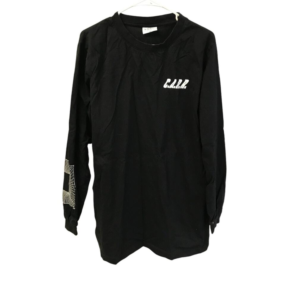 CARR Est 2018 Long Sleeve Shirt Mens Size M Black Graphic Print Crew Neck